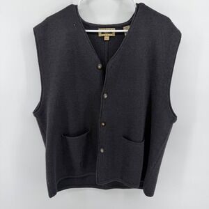 Joseph Abboud Mens XL Charcoal Gray Wool Blend Button Front Knit Sweater Vest